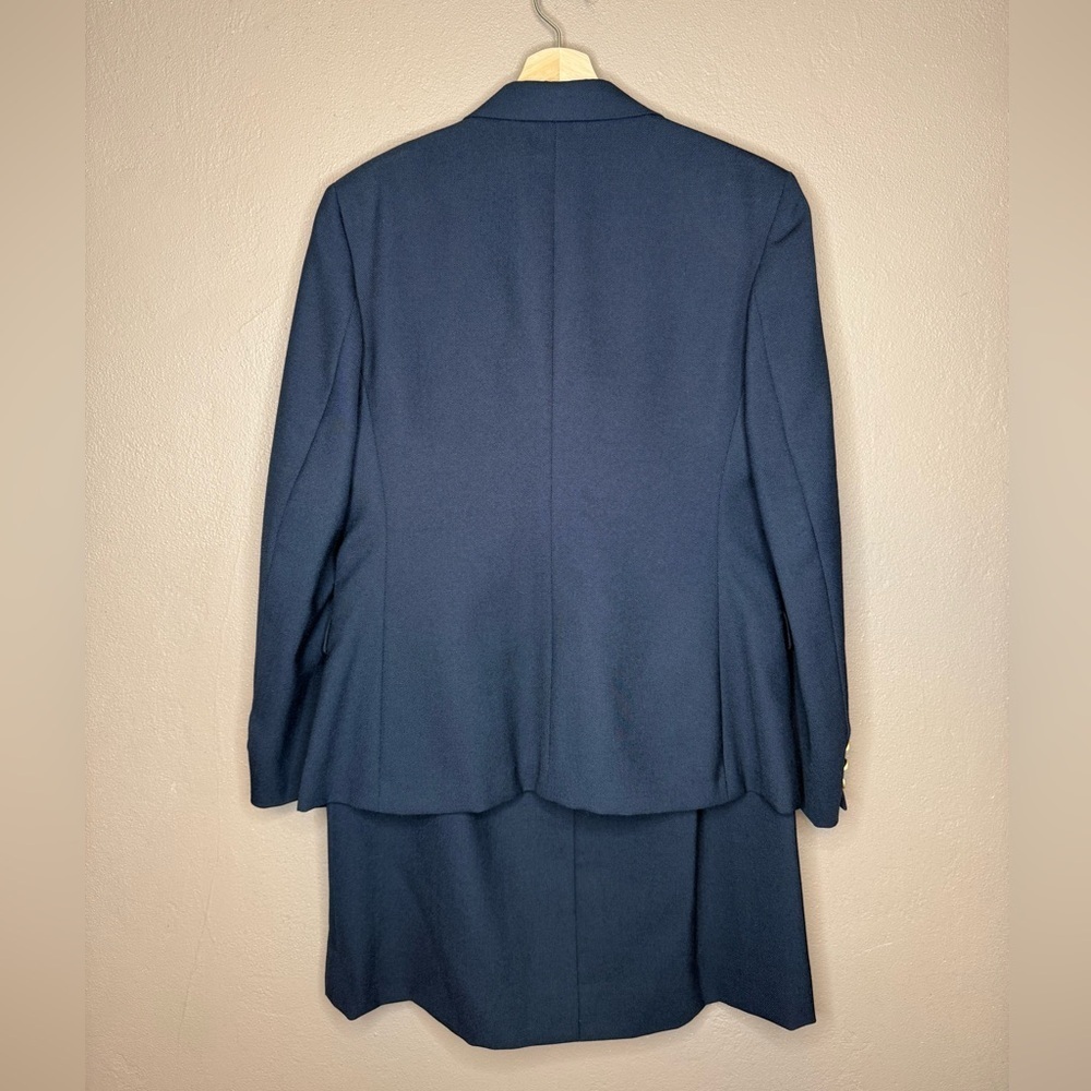80s York Fair Vintage Wool Classic Navy Blazer and Skirt Set Women's Size 12 - Picture 2 of 16